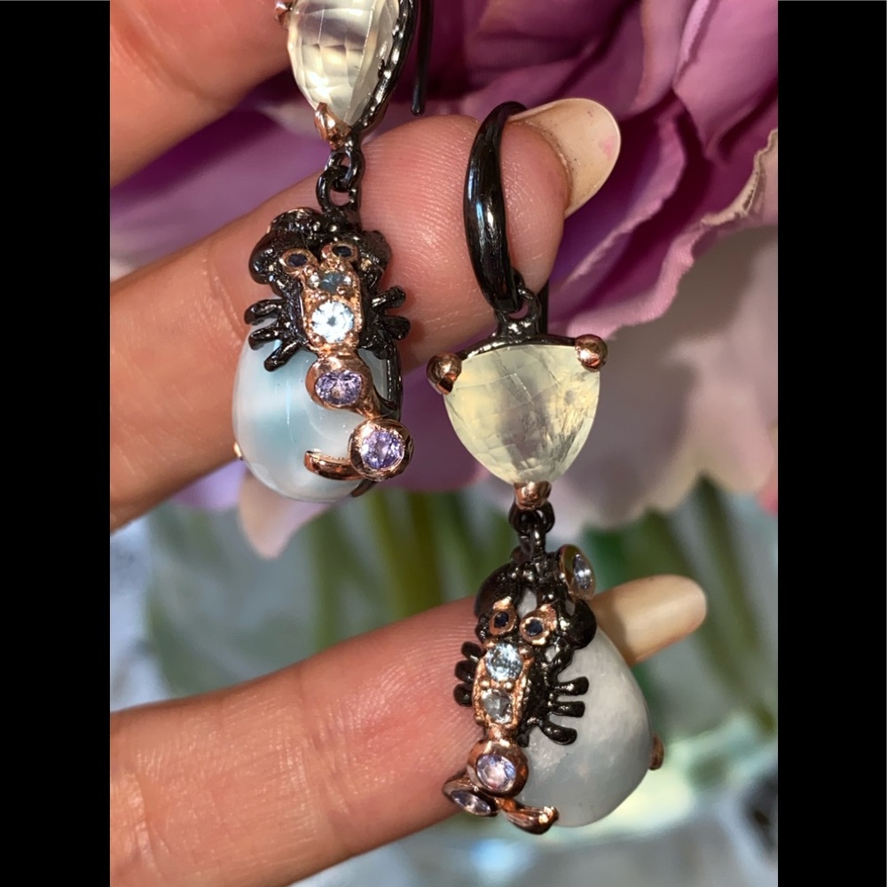 Gorgeous Genuine Larimar Prehnite Earrings - Picture 4 of 8